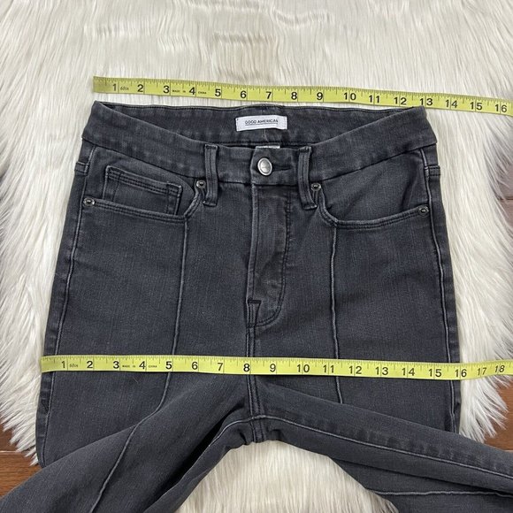 Good American Women's Size 4 / 27 Washed Black Seamed Good Legs Denim Jeans - Picture 3 of 8